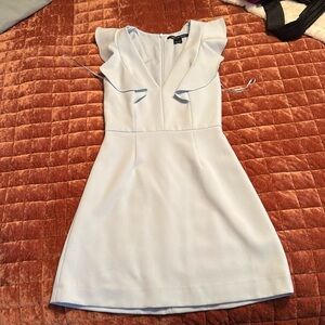 Light blue ruffle shoulder mini dress!